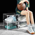 Boîte à chaussures acrylique claire transparente en plastique magnétique empilable