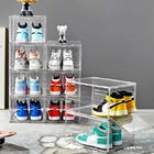 Transparent empilable de boîtes à chaussures acryliques en plastique magnétiques